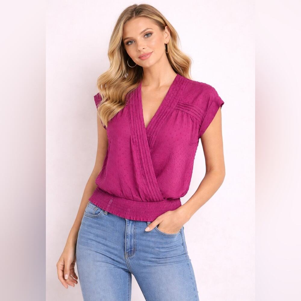 Mason & Belle Size M Mauve Business Casual Dot Blouse Top NWT Textured Career